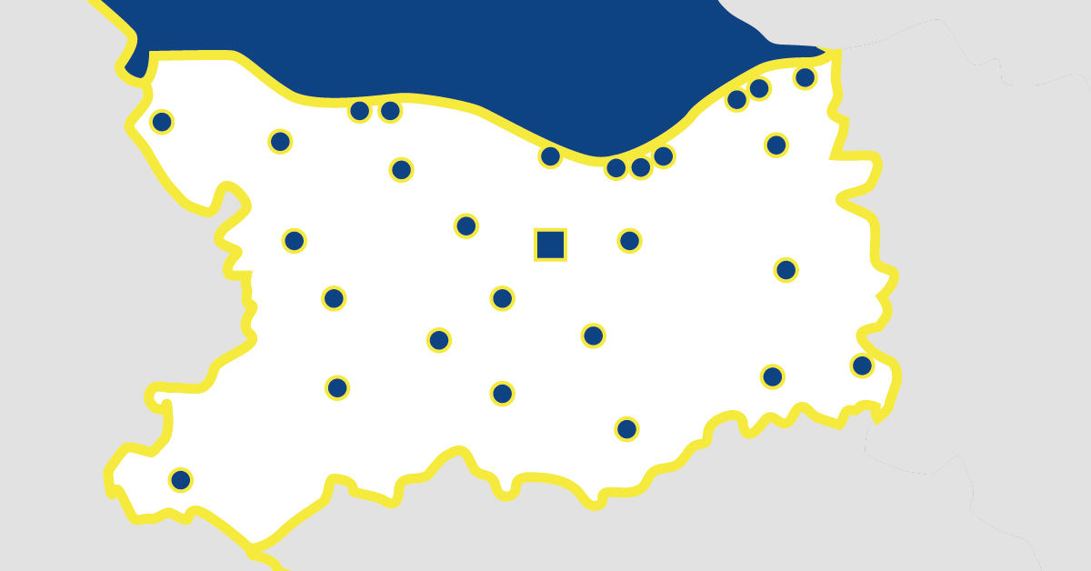 Carte départementale du Calvados en Normandie