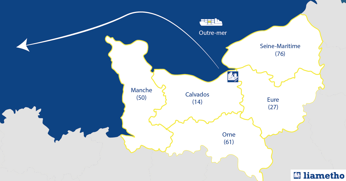 Carte de livraison d'acier en Normandie et outremer